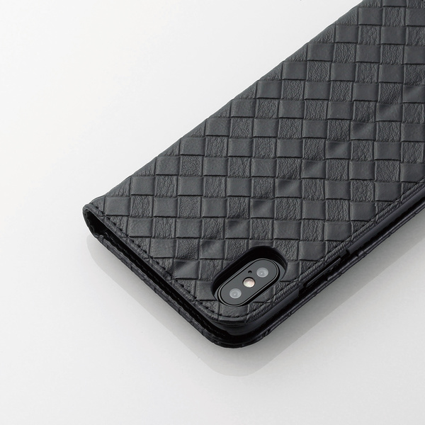 iPhone X用ソフトレザーカバー/編み込み - PM-A17XPLFMBK