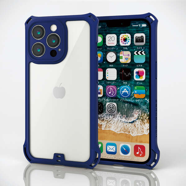 Apple iPhone 13 ブルー 本体 ZERO SHOCKカバー付き iPhone 13 ZEROSHOCK - PM-A21BZEROBU