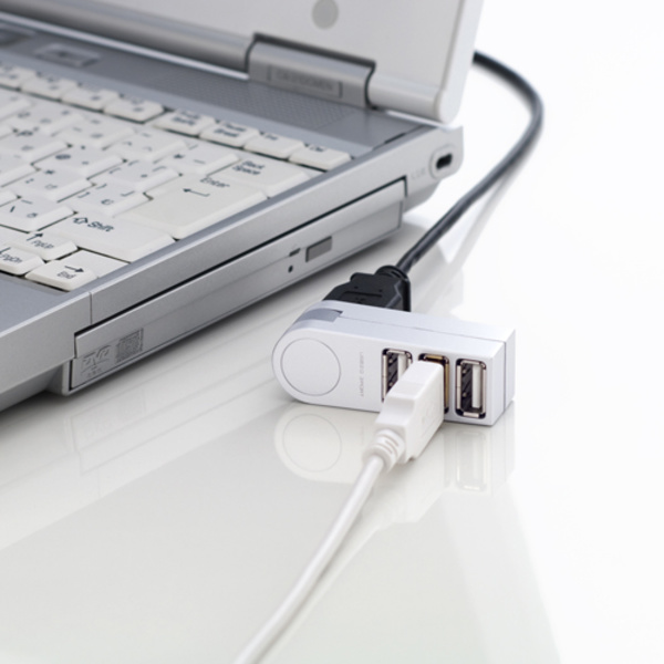 ノートパソコン用 直挿し3ポートUSBハブ - U2H-TZ300BSV