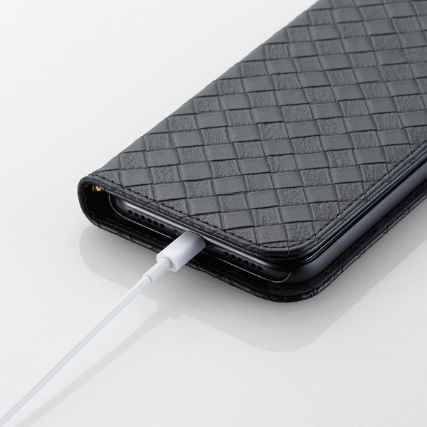 iPhone X用ソフトレザーカバー/編み込み - PM-A17XPLFMBK