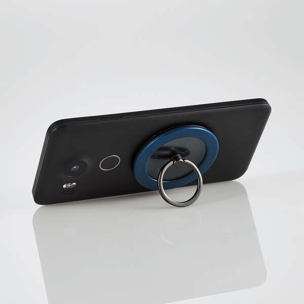 エレコム マグネットスマホリング クリア メタルプレート付属 ネイビー P-STRMKPCRNV