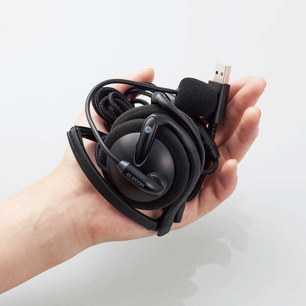 折りたたみ式ネックバンドタイプ ヘッドセット 有線 USB - HS-NB06UBK