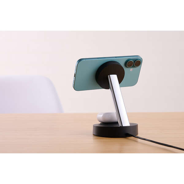 2in1 マグネットQi2規格対応ワイヤレス充電器(15W+5W・スタンド