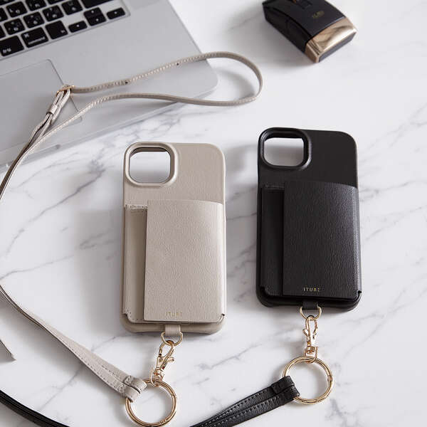 iPhone 14 Plus オープンソフトレザーケース ショルダーストラップ付  