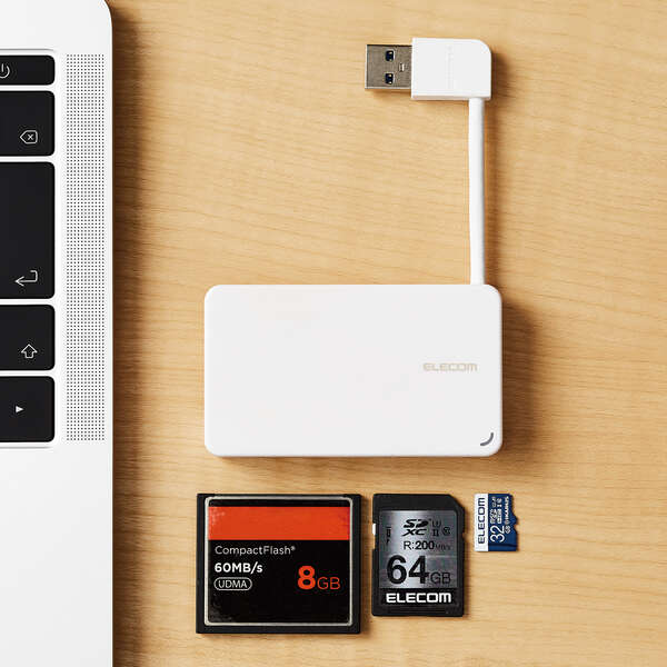 USB3.0対応メモリカードリーダー/ケーブル収納型タイプ - MR3-K303WH