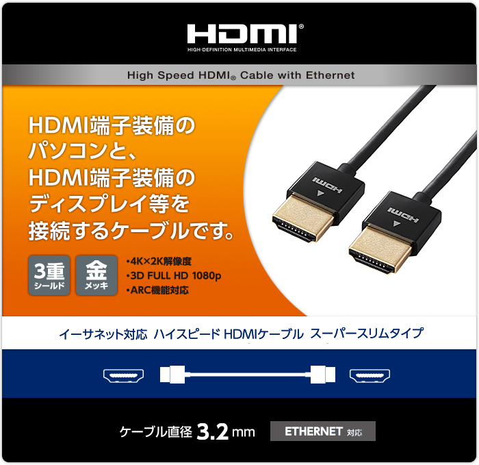 ハイスピードHDMI(R)ケーブル(スーパースリム) - CAC-HD14SS20BK