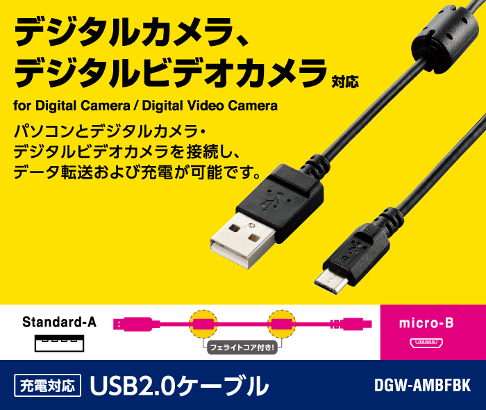 カメラ接続用USBケーブル(micro-Bタイプ) - DGW-AMBF05BK