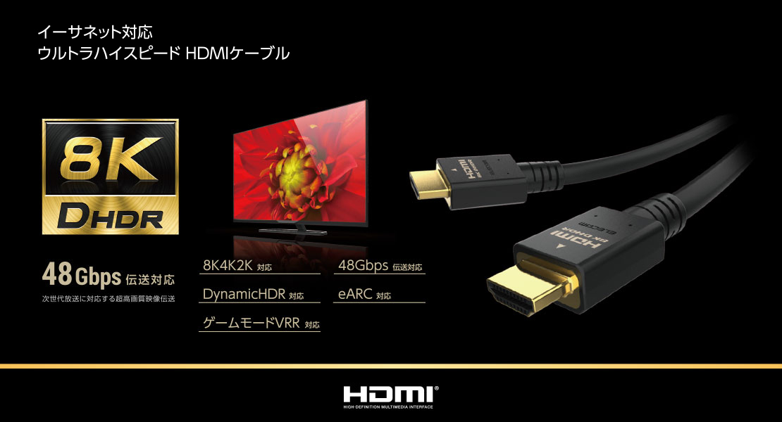 イーサネット対応ウルトラハイスピードHDMIケーブル - DH-HD21E50BK