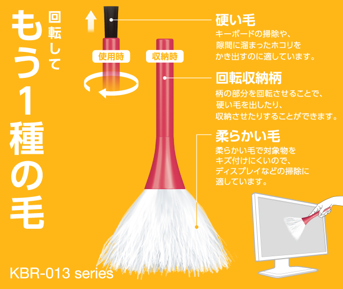 まとめ）エレコム クリーニングブラシ 回転タイプ KBR-013BU【×30