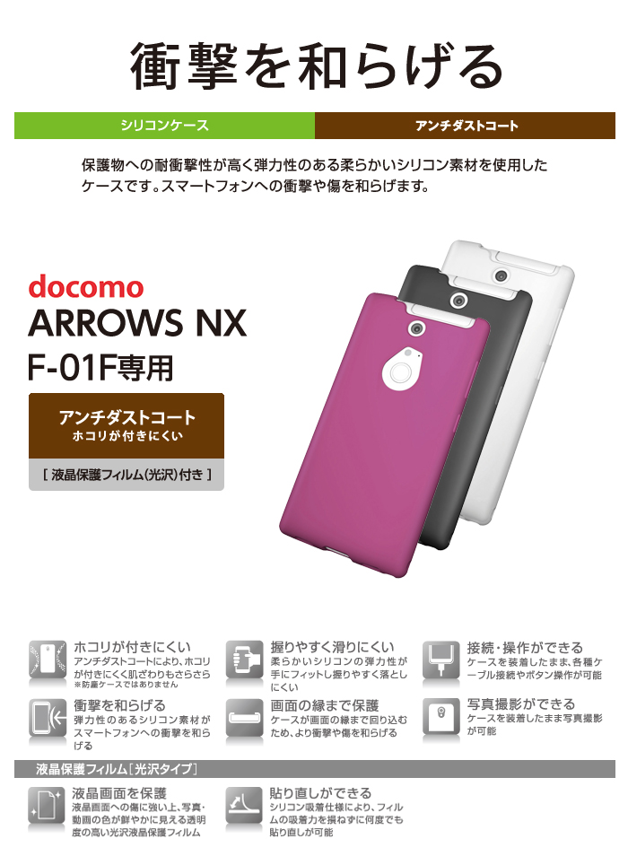 docomo F-0１F用シリコンケース（ピンク） - PD-F01FSCPN