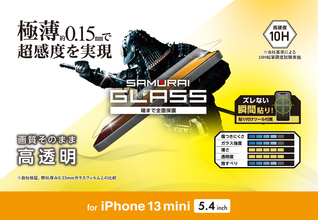 iPhone 13 mini ガラスフィルム 極薄0.15mm - PM-A21AFLGS