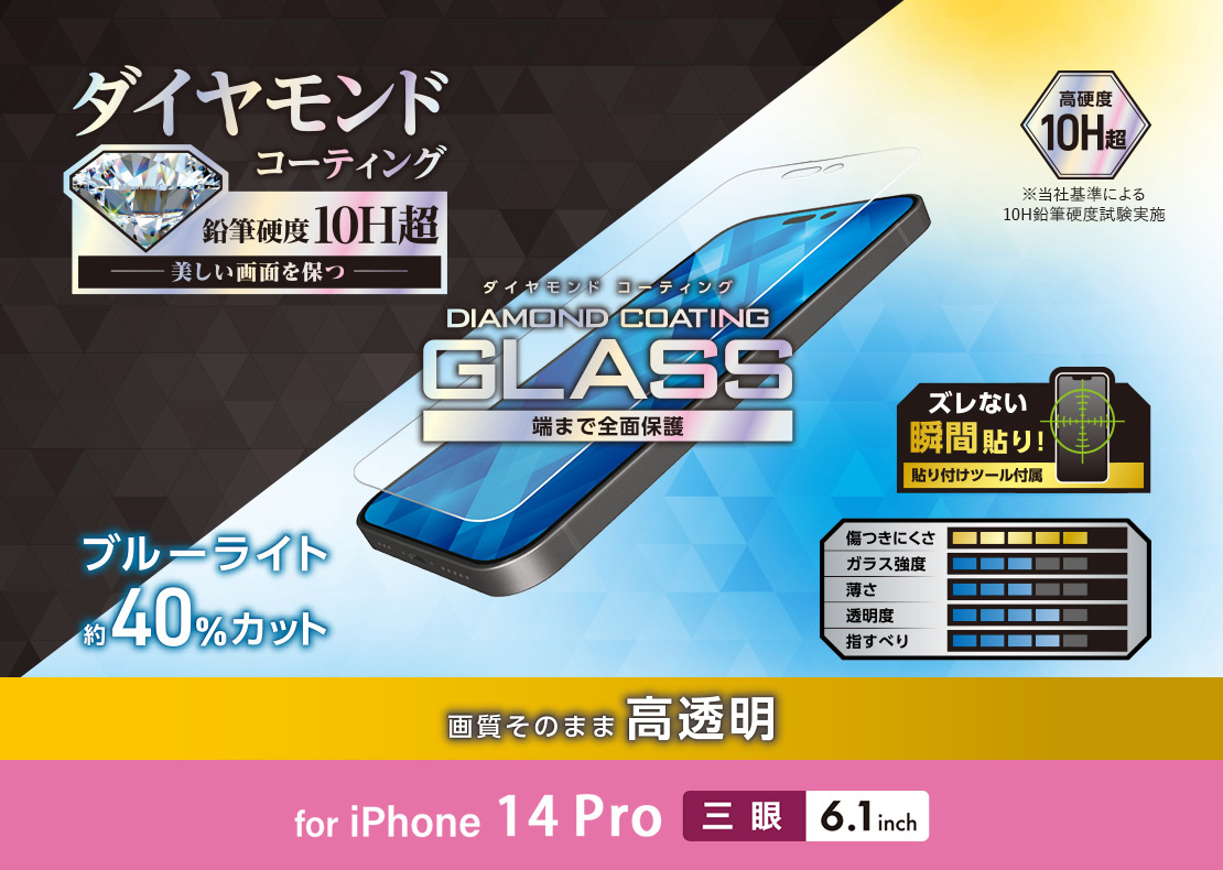 MSソリューションズ iPhone 14 LN-IP22FGVMLBL 6.1インチ ViAMOカラーガラス Pro ブルー