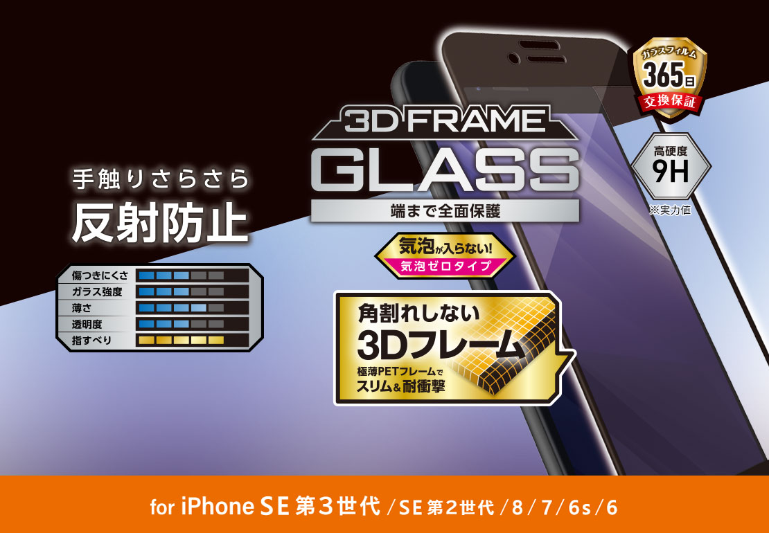 Iphone Se 第3世代 フルカバーガラスフィルム フレーム付 反射防止 Pm 2sflgfm