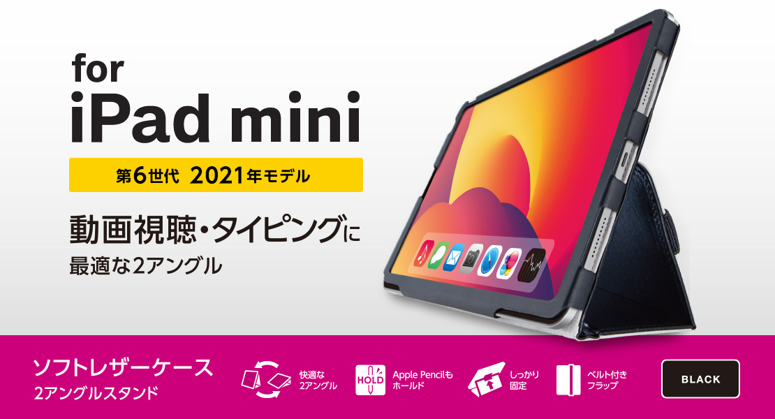 iPad mini 第6世代/手帳型/2アングル/軽量/ブラック - TB-A21SPLFBK