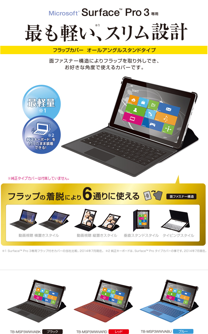 Surface(TM)Pro3用フラップカバーオールアングル - TB-MSP3WWVARD