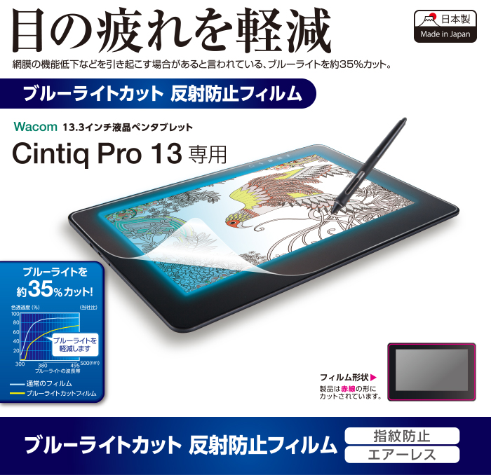 Wacom Cintiq Pro 13用フィルム/BLカット/反射防止 - TB-WCP13FLBLN