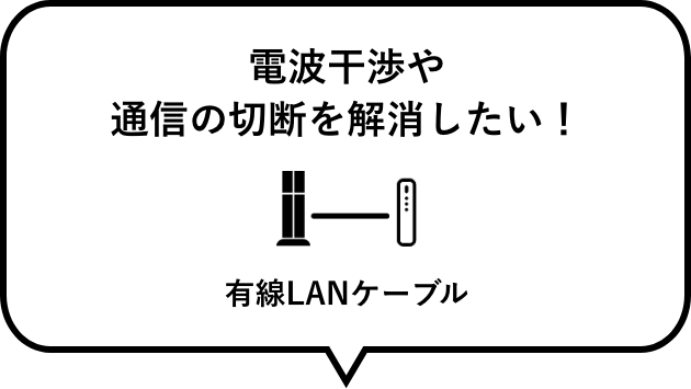 電波干渉や通信の切断を解消したい！　有線LANケーブル