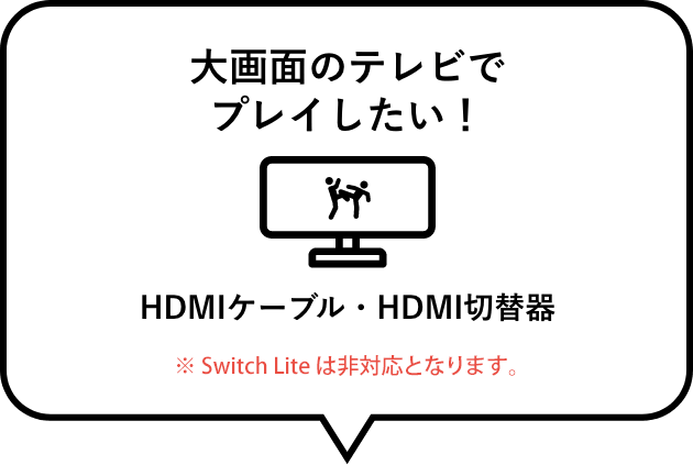 大画面のテレビでプレイしたい！　HDMIケーブル・HDMI切替器（Switchのみ）