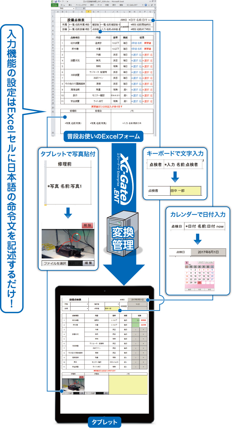 入力機能の設定はExcelセルに日本語の命令文を記述するだけ！