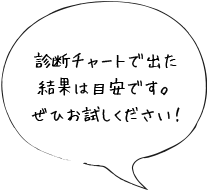 診断チャートで出た結果は目安です。ぜひお試しください！