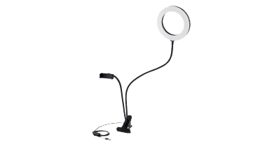 LEDリングライト(16cm/クリップスタンド付き) DE-L01BK