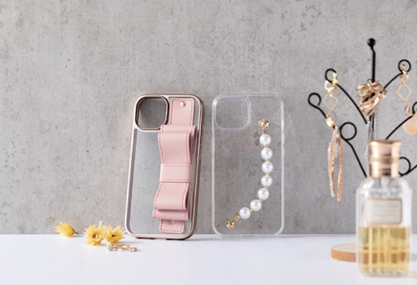 PM-A23AHVHB02:iPhone 15 ハイブリッドケース ハンドバンド &me リボンタイプ,PM-A23AHVHB01:iPhone 15 ハイブリッドケース ハンドバンド &me パールタイプ