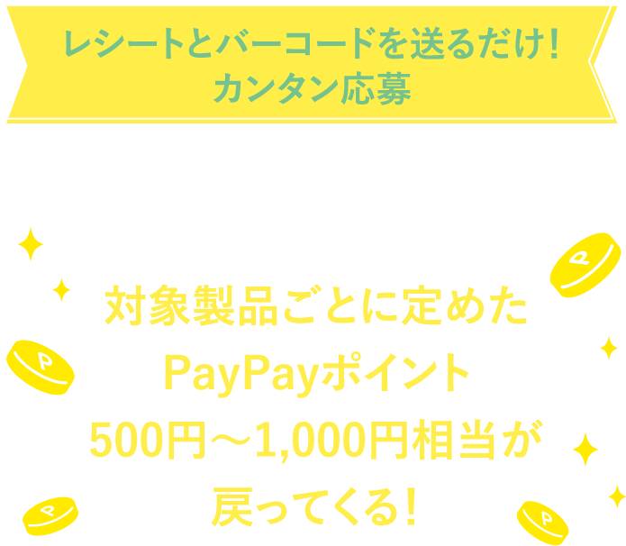 レシートとバーコードを送るだけ！カンタン応募 次世代モバイルバッテリーご購入で、もれなく全員に対象製品ごとに定めたPayPayポイント500円〜1,000円相当が戻ってくる！