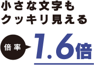 小さな文字もクッキリ見える「倍率」1.6倍