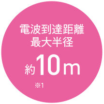 電波到達距離最大半径約10m