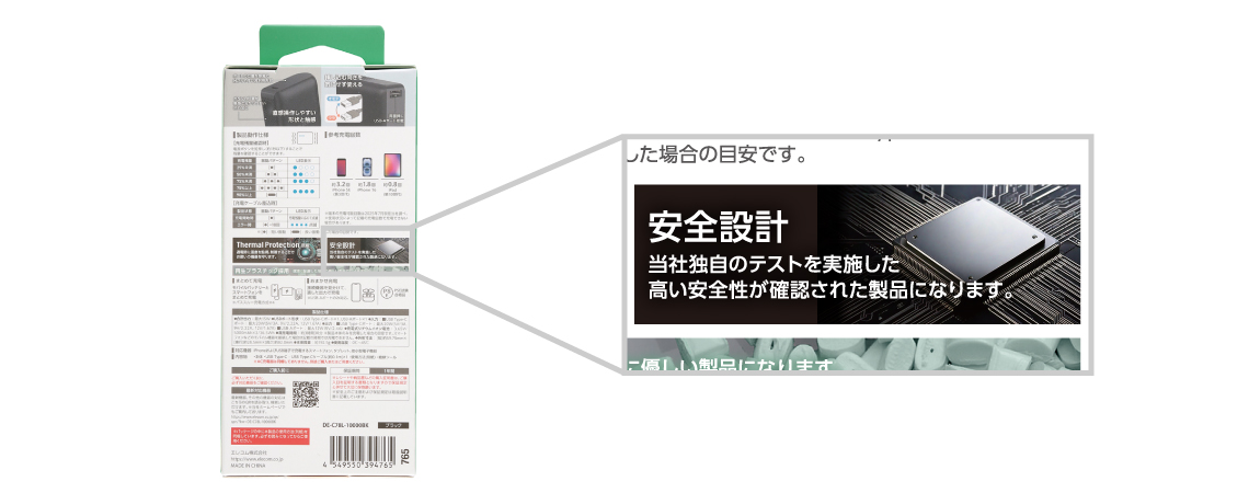 安全設計を説明しているパッケージの画像