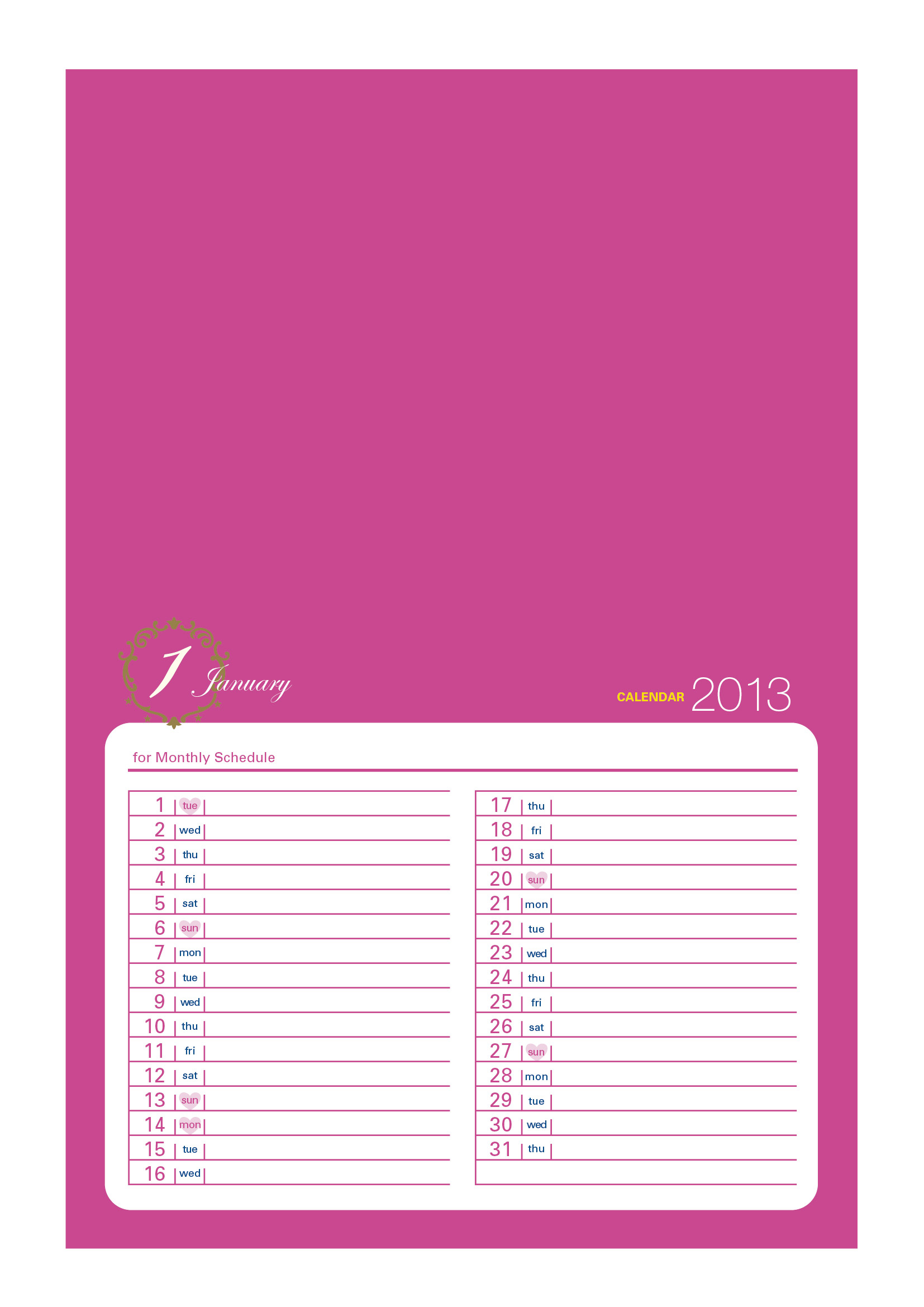 カレンダーキット素材 プリント De Go Go 大作戦