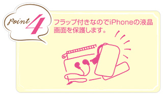 point4 フラップ付きなのでiphoneの液晶画面を保護します。