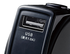 2つのUSB機器へ電力供給ができる