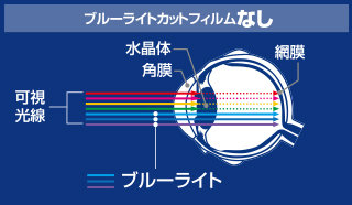 ブルーライトカットフィルムなしのとき