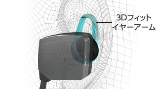 抜け落ちない装着感を実現する3Dフィットイヤーアーム 抜け落ちない装着感を実現する3Dフィットイヤーアーム