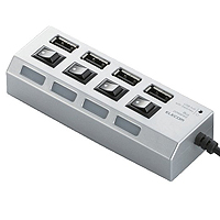 「個別スイッチ」を装備したバスパワー専用のUSBハブ