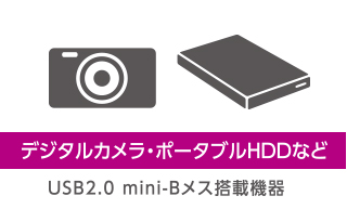 デジタルカメラ・ポータブルHDDなど USB2.0 mini-Bメス搭載機器