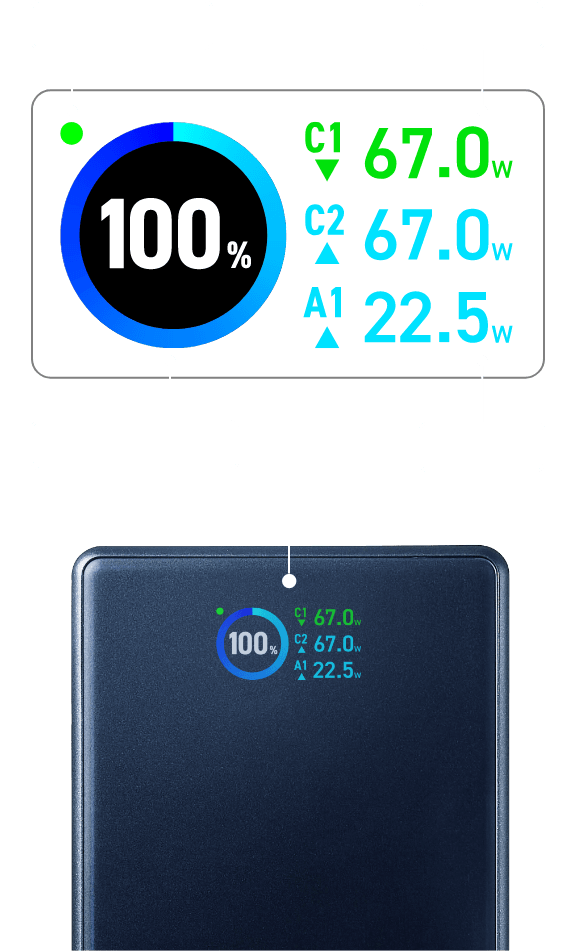 リアルタイムで放充電を表示