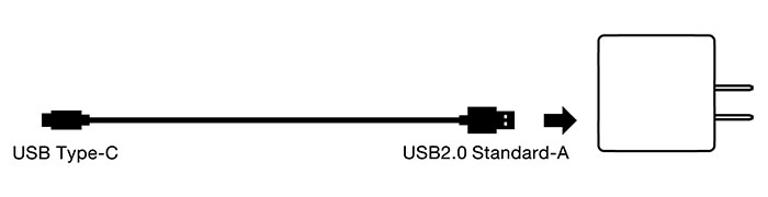 次世代コネクタUSB Type-Cケーブルを搭載したをコンパクトAC充電器