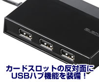 カードスロットの反対面にUSBハブ機能を装備！