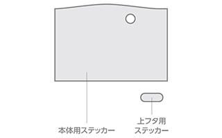 上フタ用ステッカーもセットに 上フタ用ステッカーもセットに