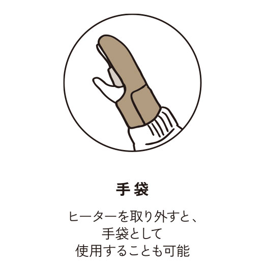 手袋 ヒーターを取り外すと手袋として使用することも可能