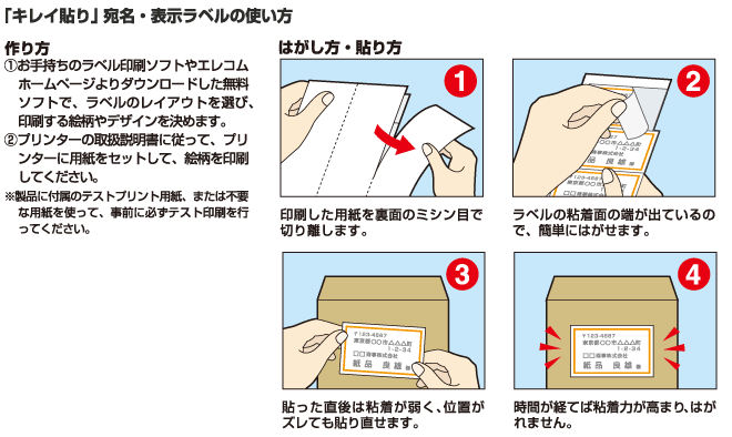 「キレイ貼り」宛名・表示ラベルの使い方