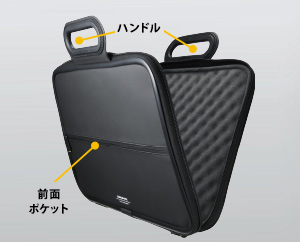 持ち運びやカバンからの取り出しに便利なハンドル付き
