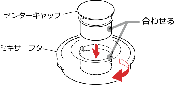 センターキャップを取り付けるイメージ画像