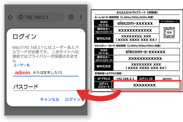 ログインIDとパスワードを入力