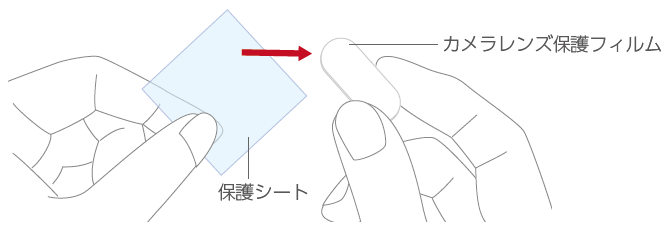 カメラレンズ保護フィルムをはがす