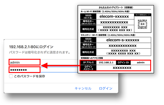 ログイン情報入力