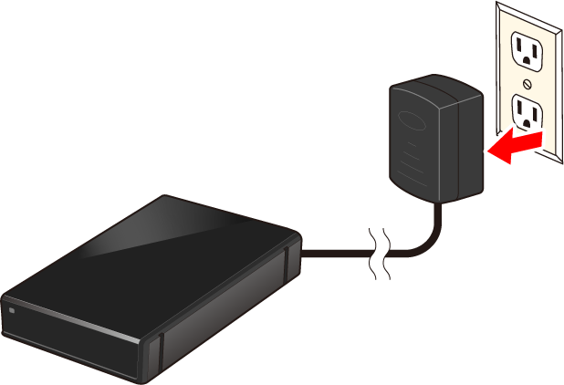 HDDの電源ケーブルが抜けているイメージ画像